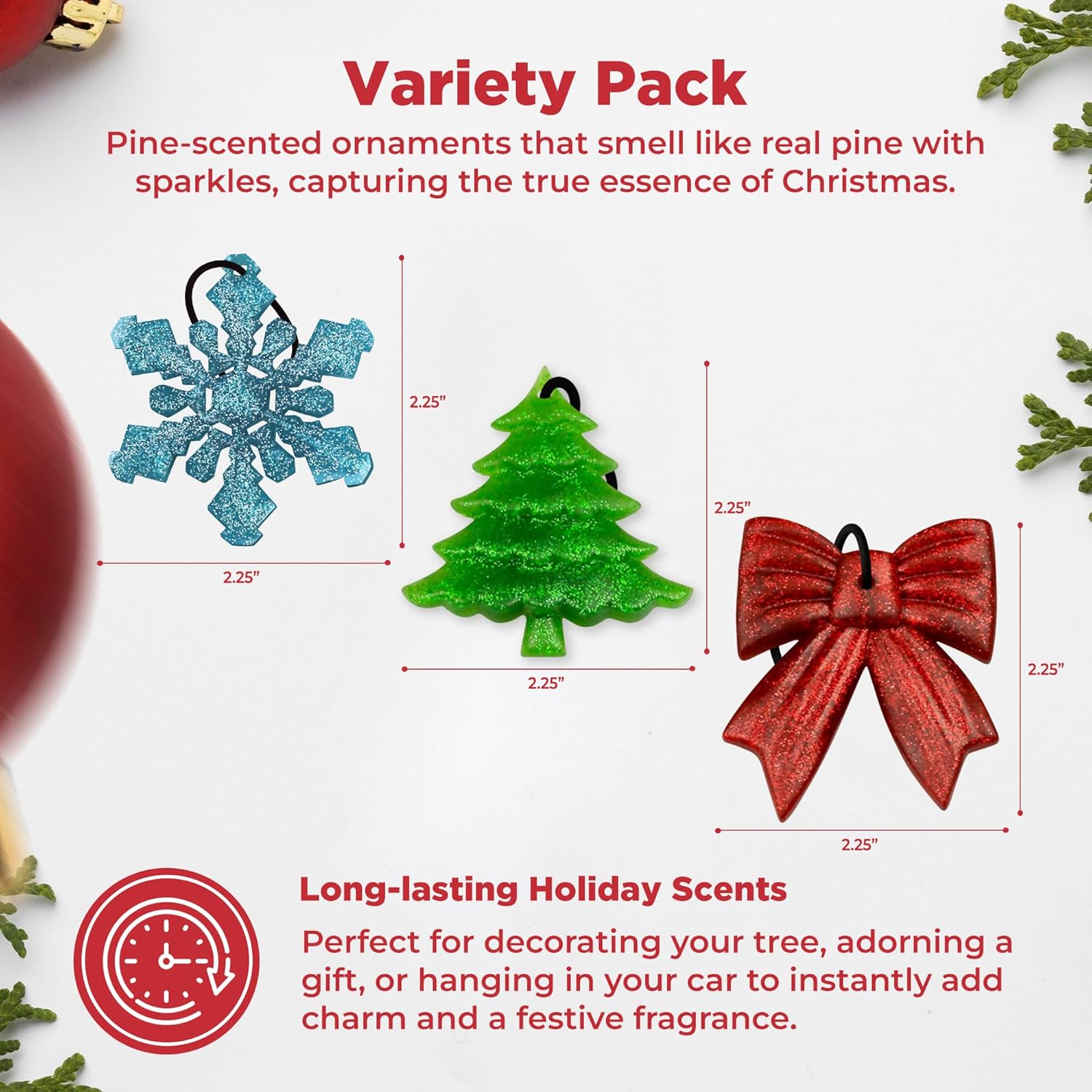 Holiday Ornaments with Scent - 3 Pack Variety