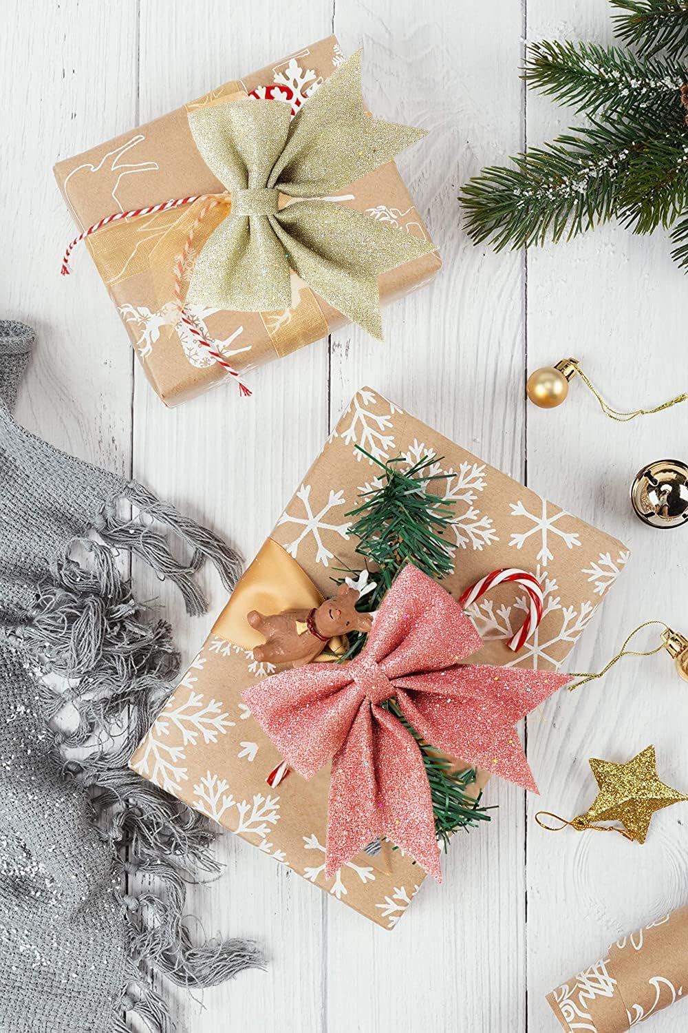 Prudance 5 Piece Christmas Glitter Bows Decor