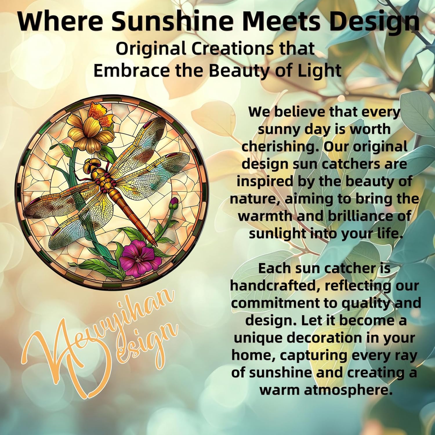 Stained Glass Dragonfly Suncatcher for Windows