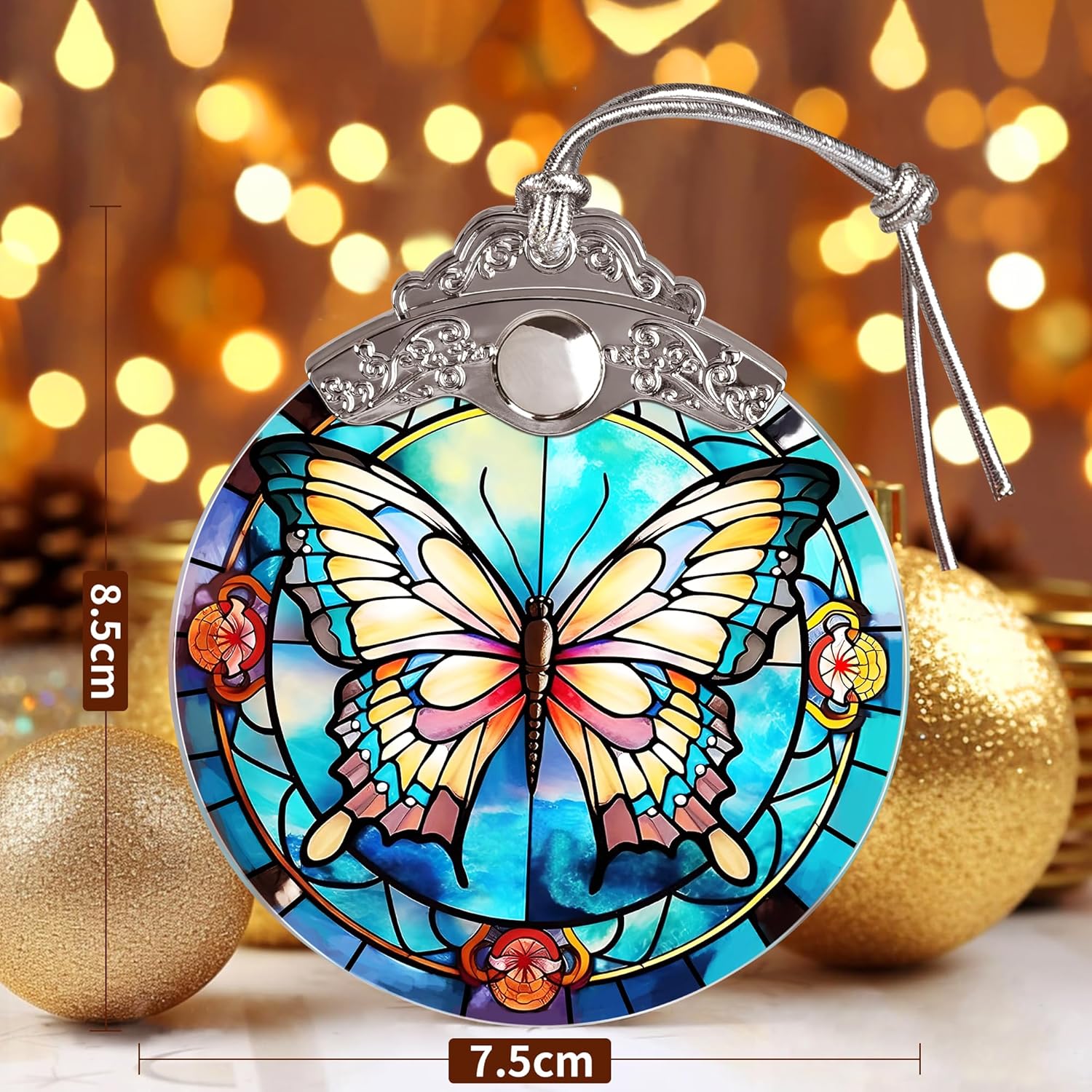 Butterfly Christmas Tree Ornament - 3 Inch Glass Decor