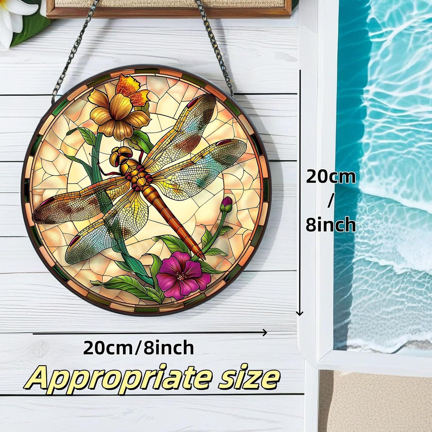 Stained Glass Dragonfly Suncatcher for Windows
