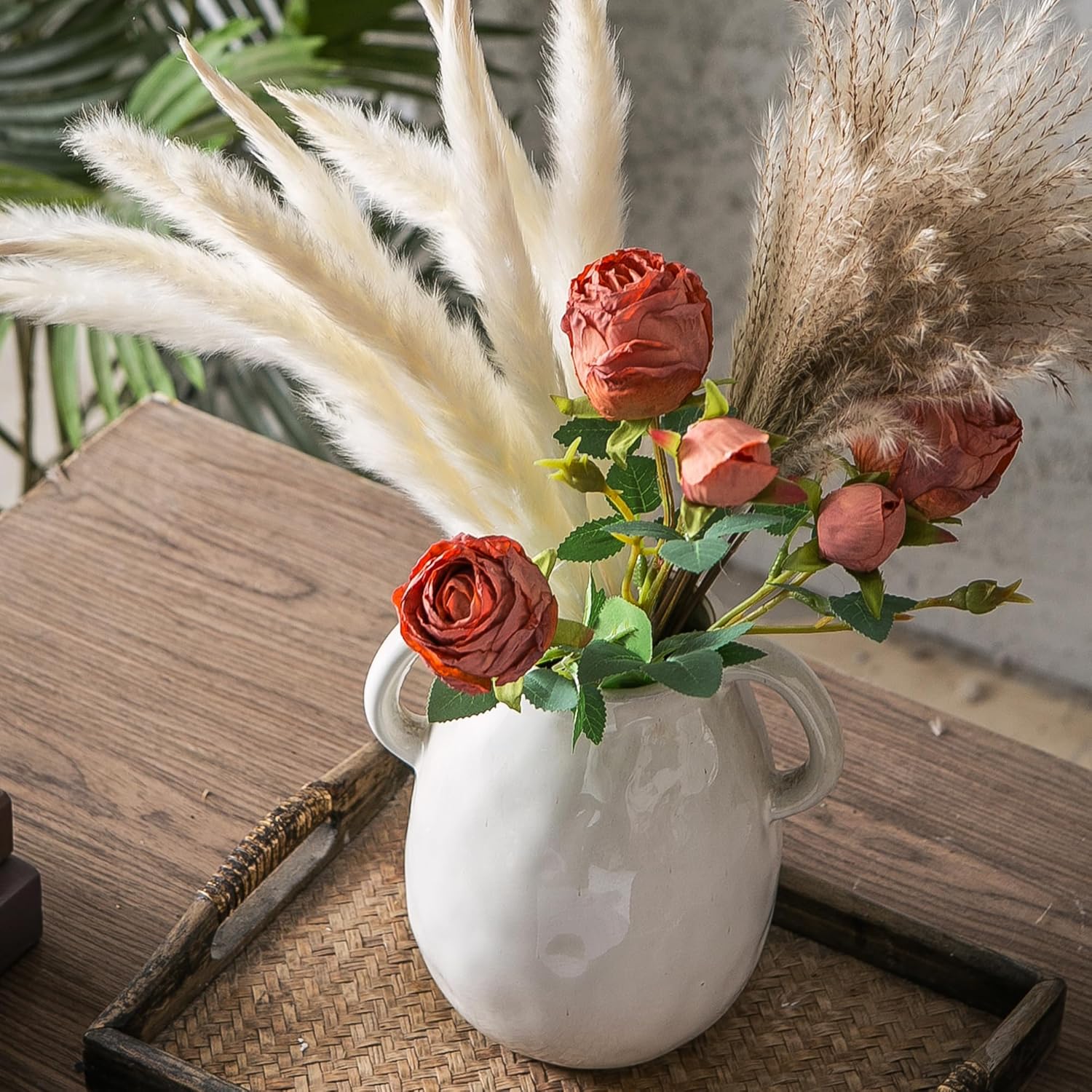 Kimdio White Ceramic Vase with Two Handles