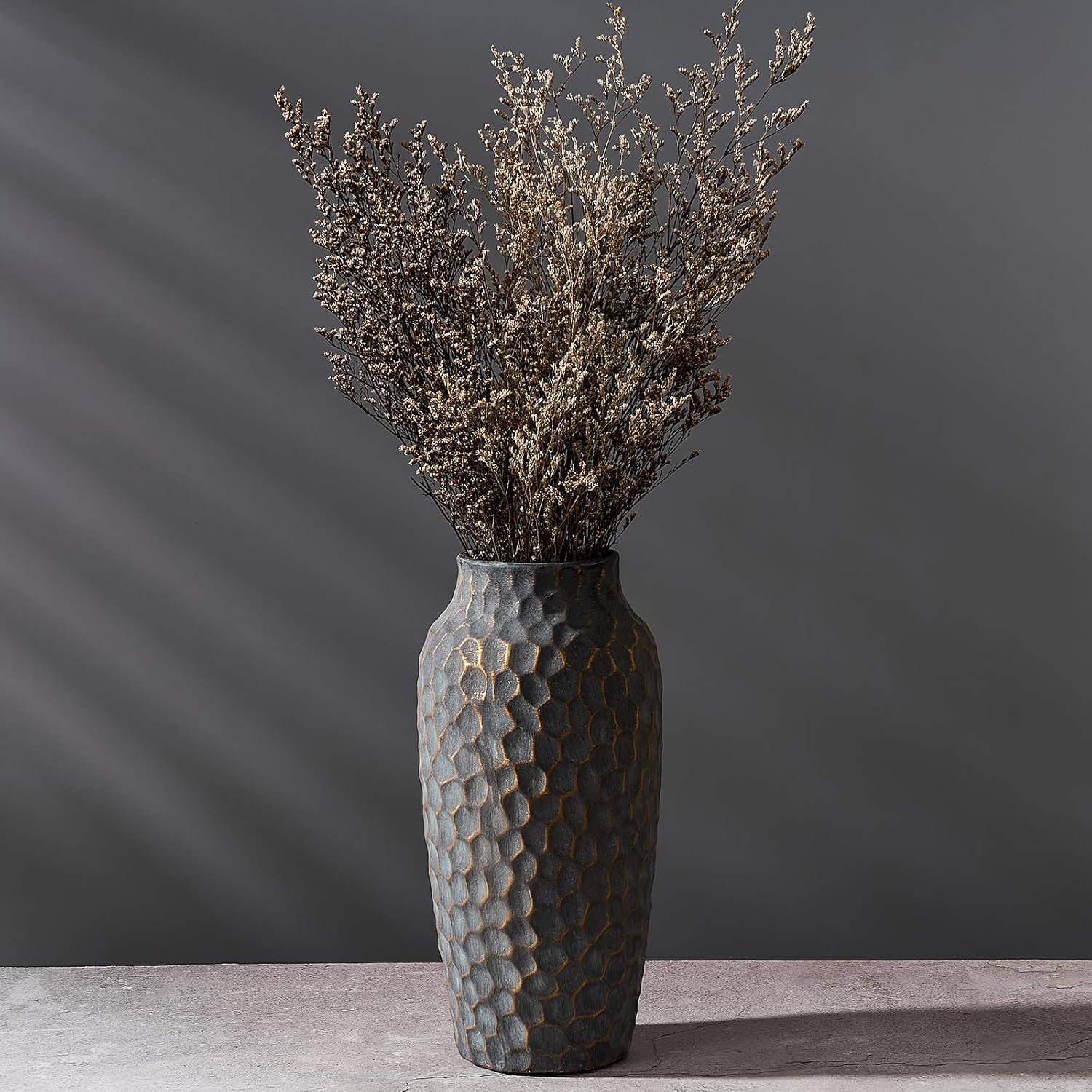 125 Inch Ceramic Rustic Antique Vase with Bronze Finish