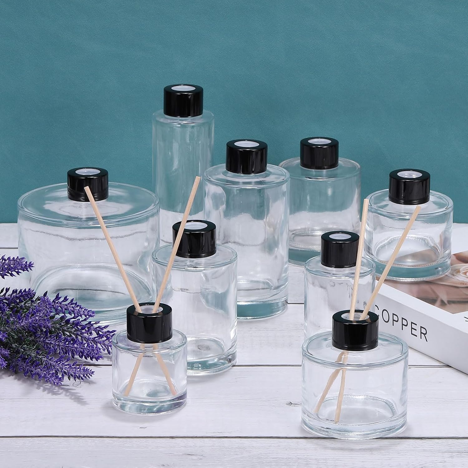 HARFINGTON 4pcs 250ml Empty Glass Diffuser Bottles