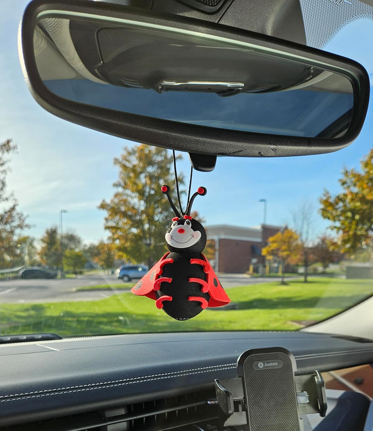 Cute Ladybug Rear-View Mirror Car Charm Dangler