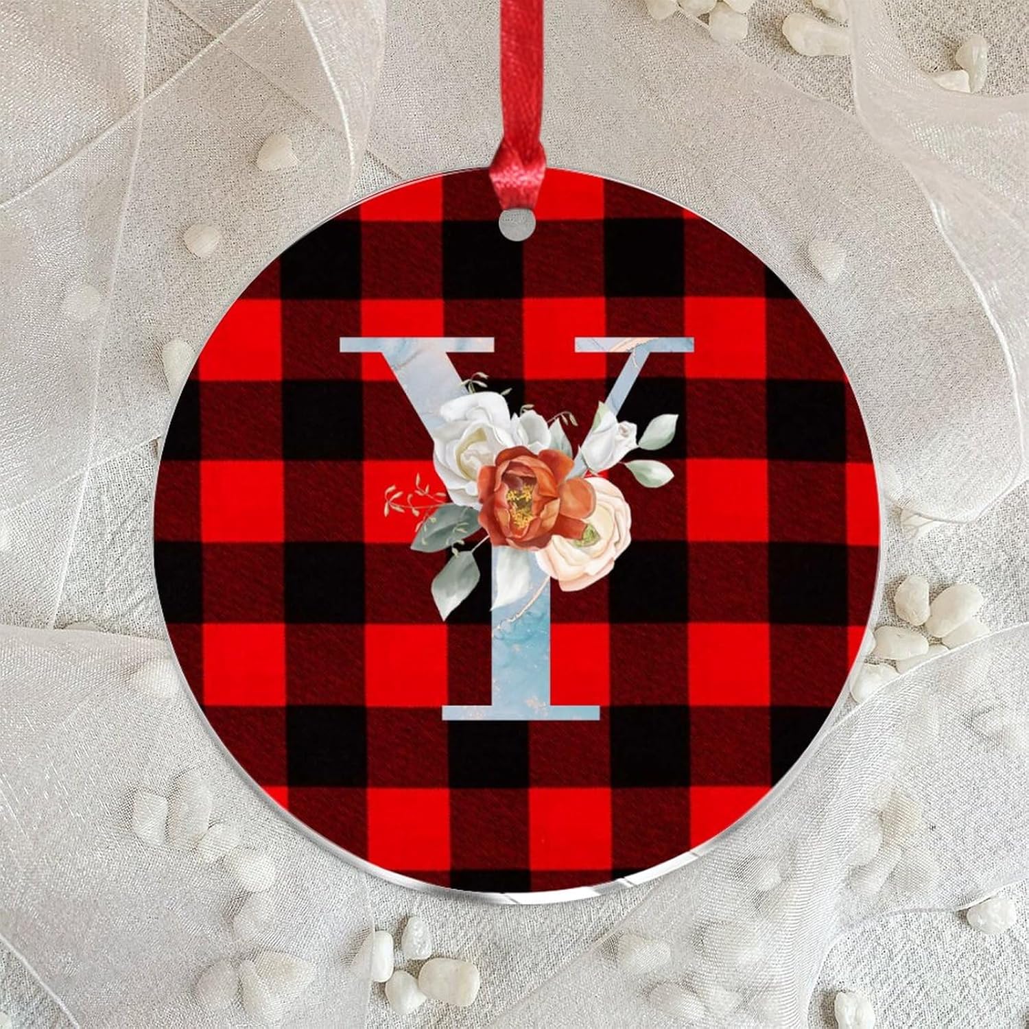 Acrylic Christmas Ornaments 2023 Initial Letter Y Blue Monogram Decorative Hanging Bauble