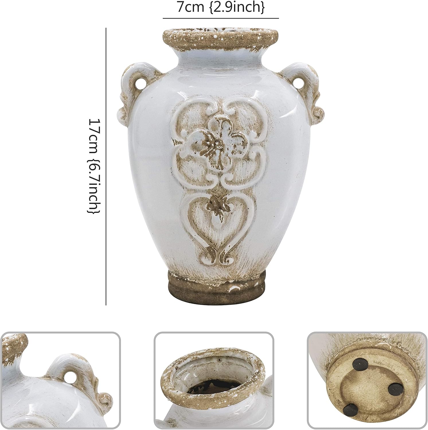 White Vintage Ceramic Vase - 67 Inch Height
