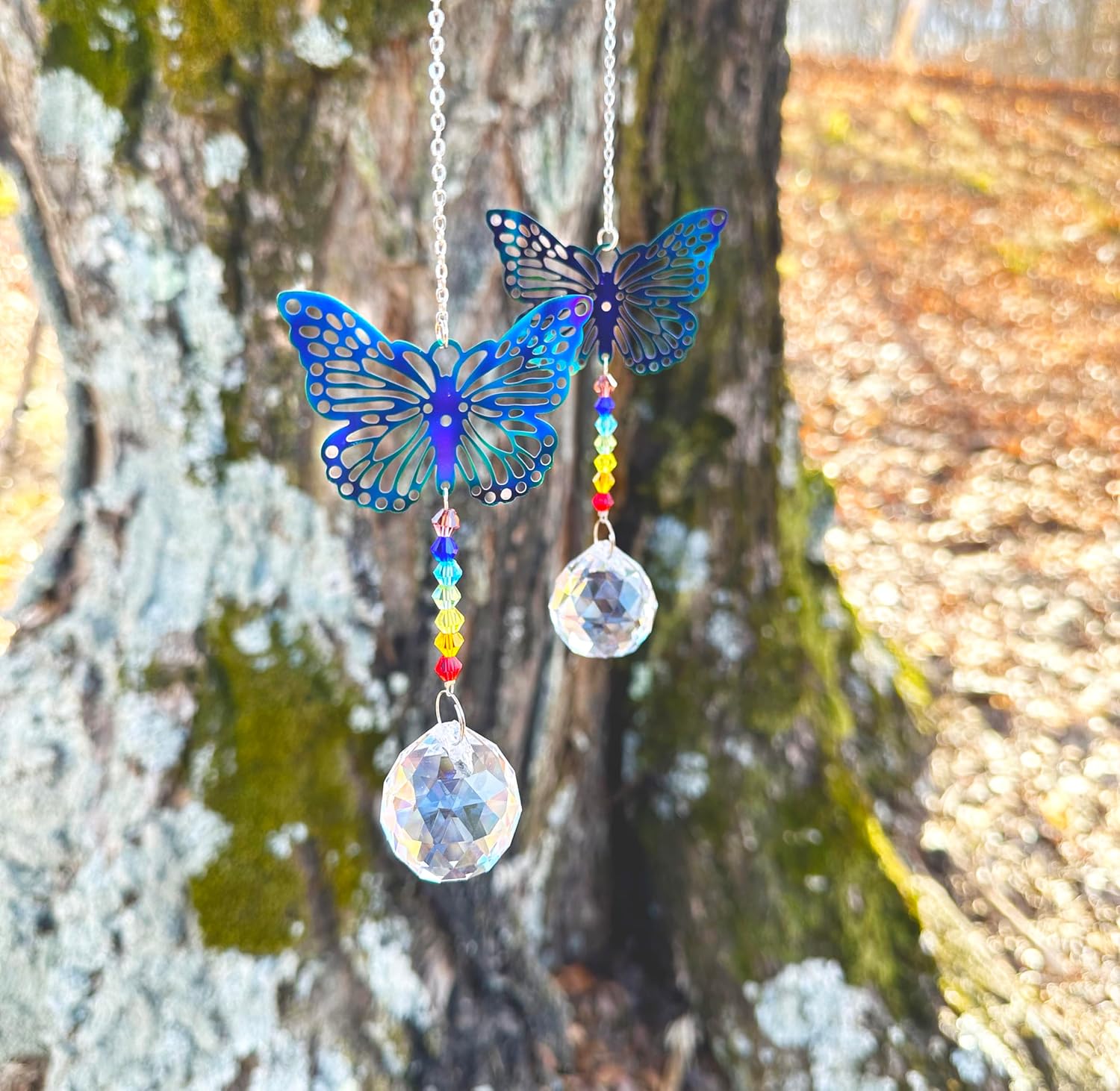 Bosmere W601 Hanging Butterfly Suncatcher Crystal Set of 2