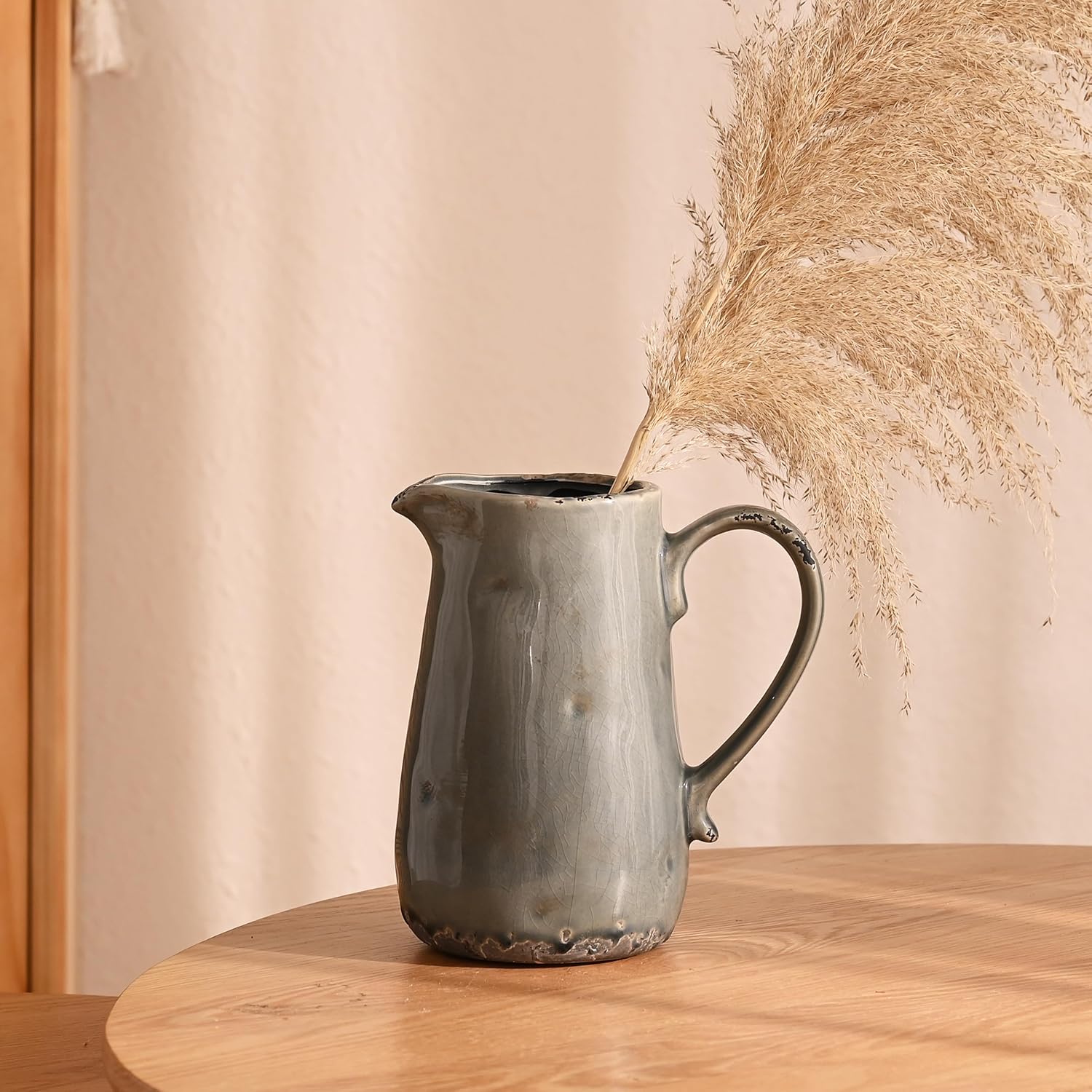 Rustic Blue Ceramic Vase for Home Decor