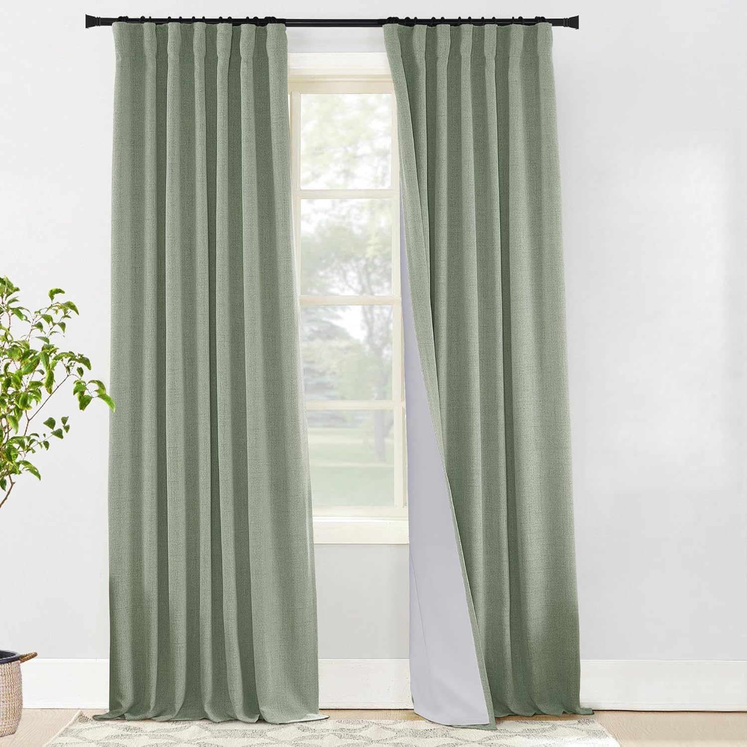 PANELSBURG Sage Green Boho Blackout Curtains 2 Panels Set