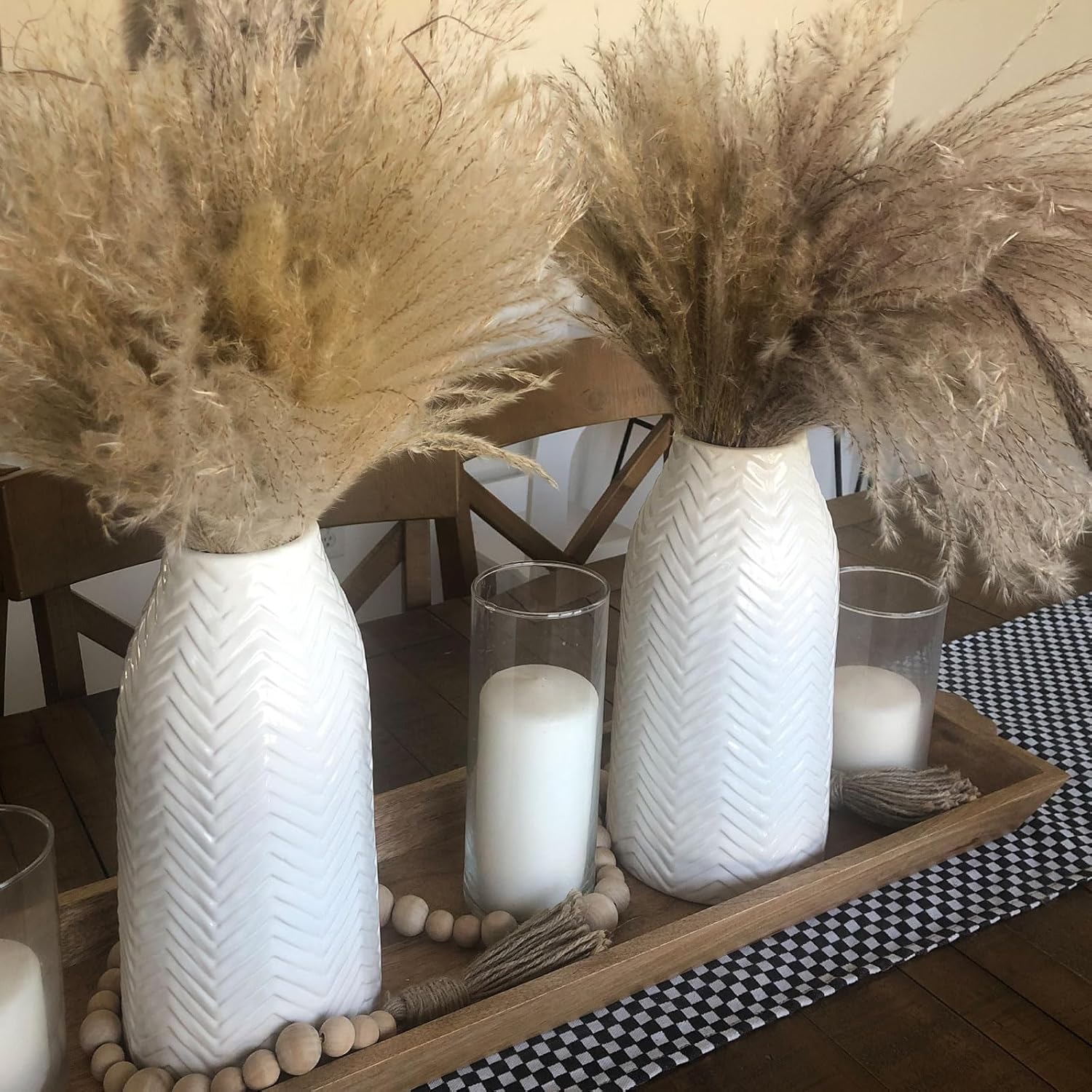 Hjn White Ceramic Vase for Flowers and Decor