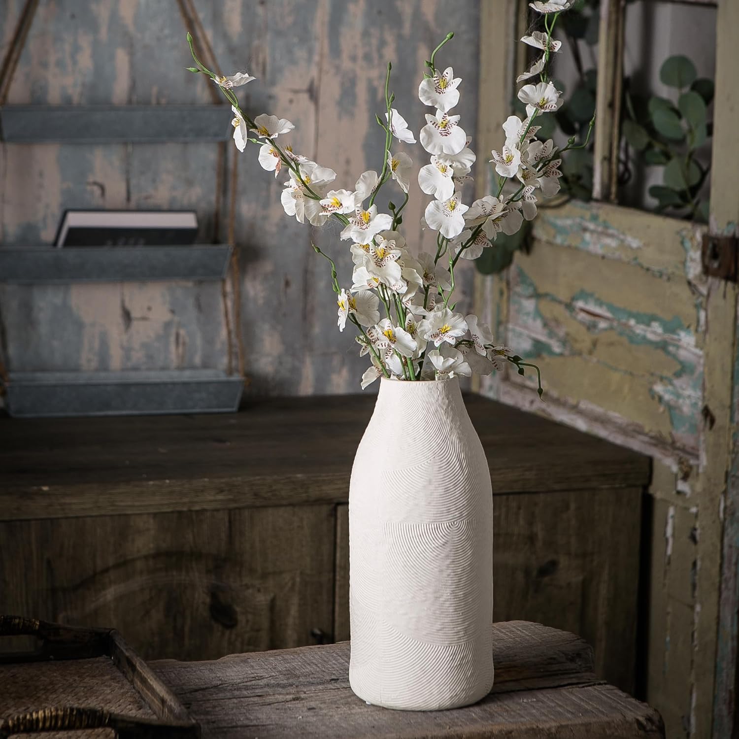 Banllis Large Textured Ceramic Vase for Modern Farmhouse Decor
