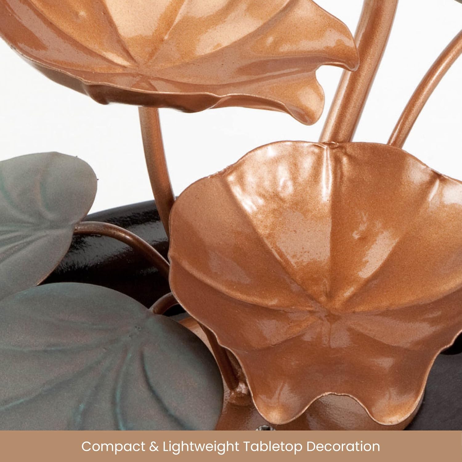 Bits and Pieces Indoor Water Lily Fountain - Compact Decor with Copper Blooms