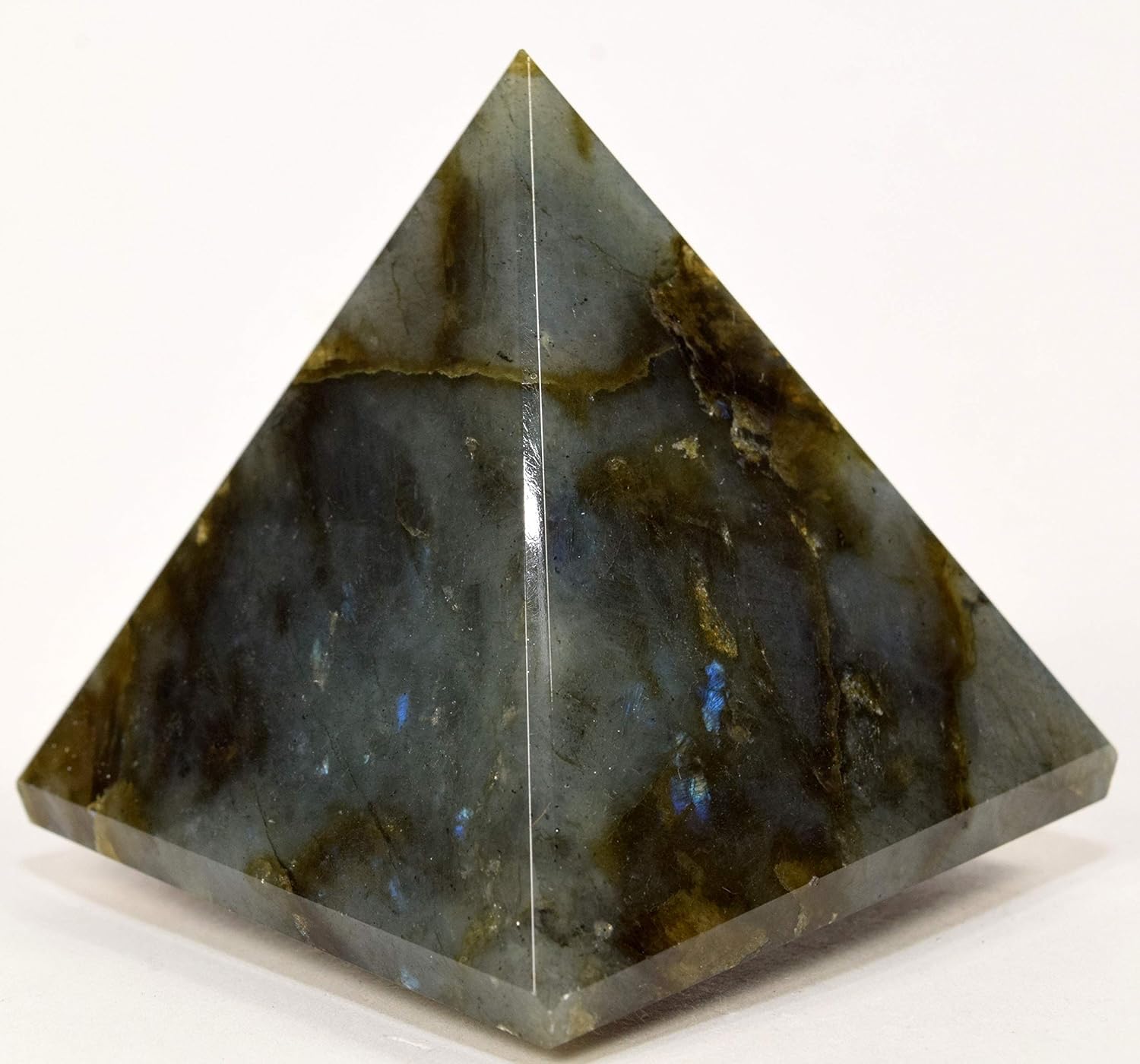 HC Set 57mm Rainbow Flash Labradorite Pyramid Clear Quartz Cabochon