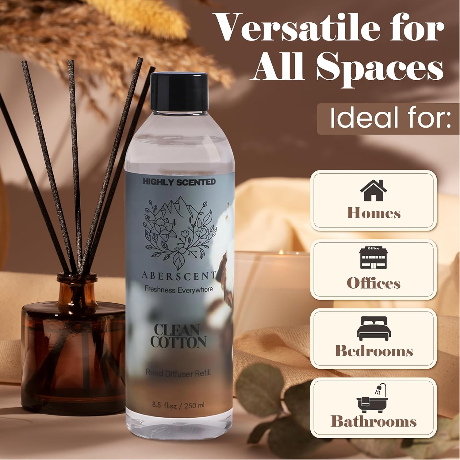 Clean Cotton Aberscent Premium Reed Diffuser Oil Refill 85 Fl Oz