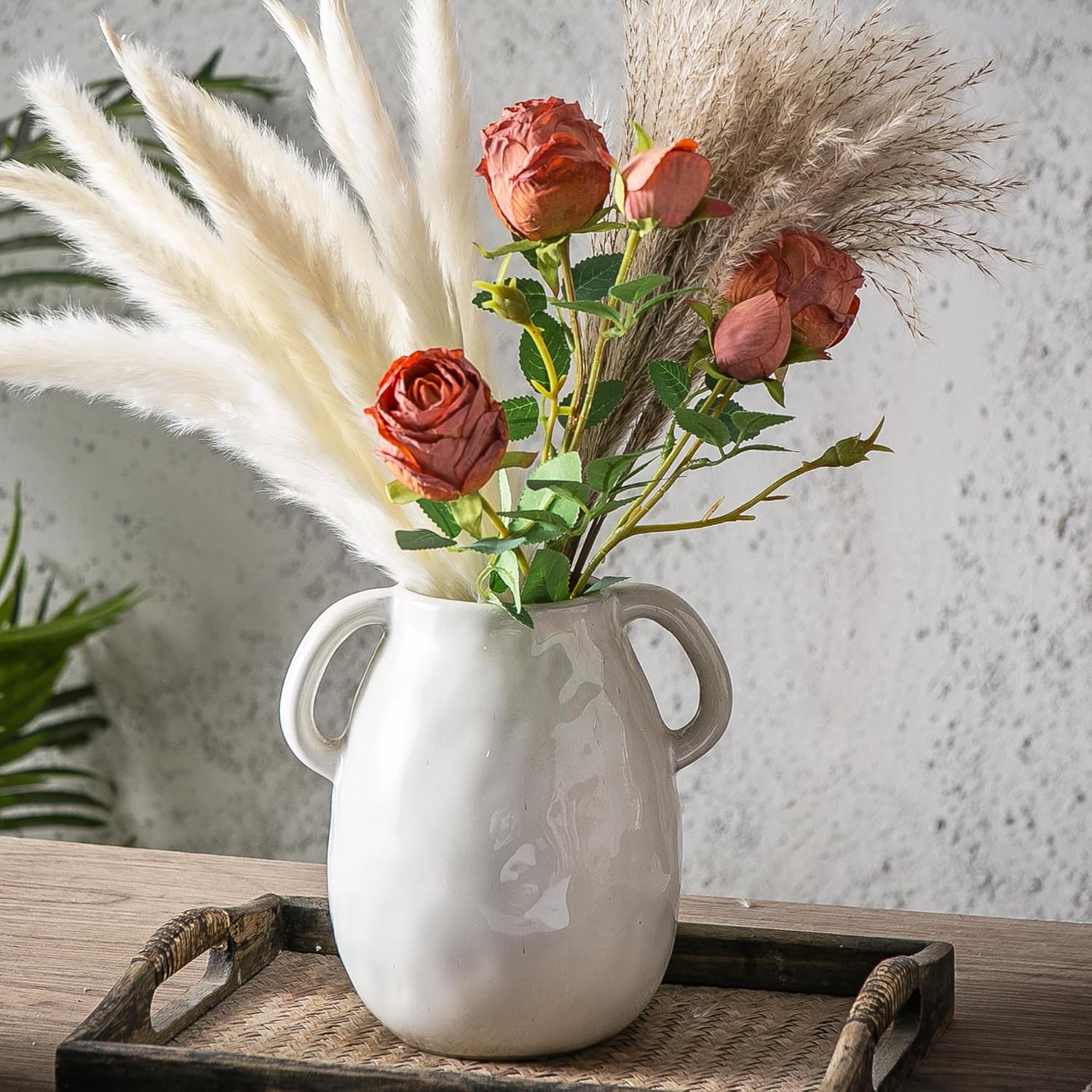 Kimdio White Ceramic Vase with Two Handles