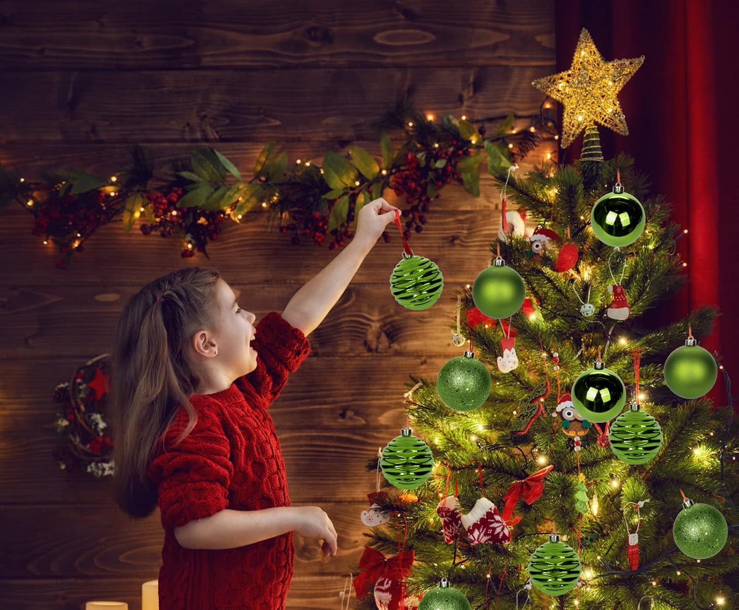 Hollyone 315 Inch Green Christmas Ball Ornaments 12Pcs Set