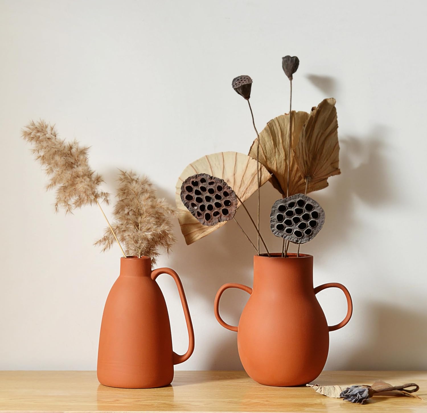 Terracotta Vases Set of 2 8 Inch Decorative Vases
