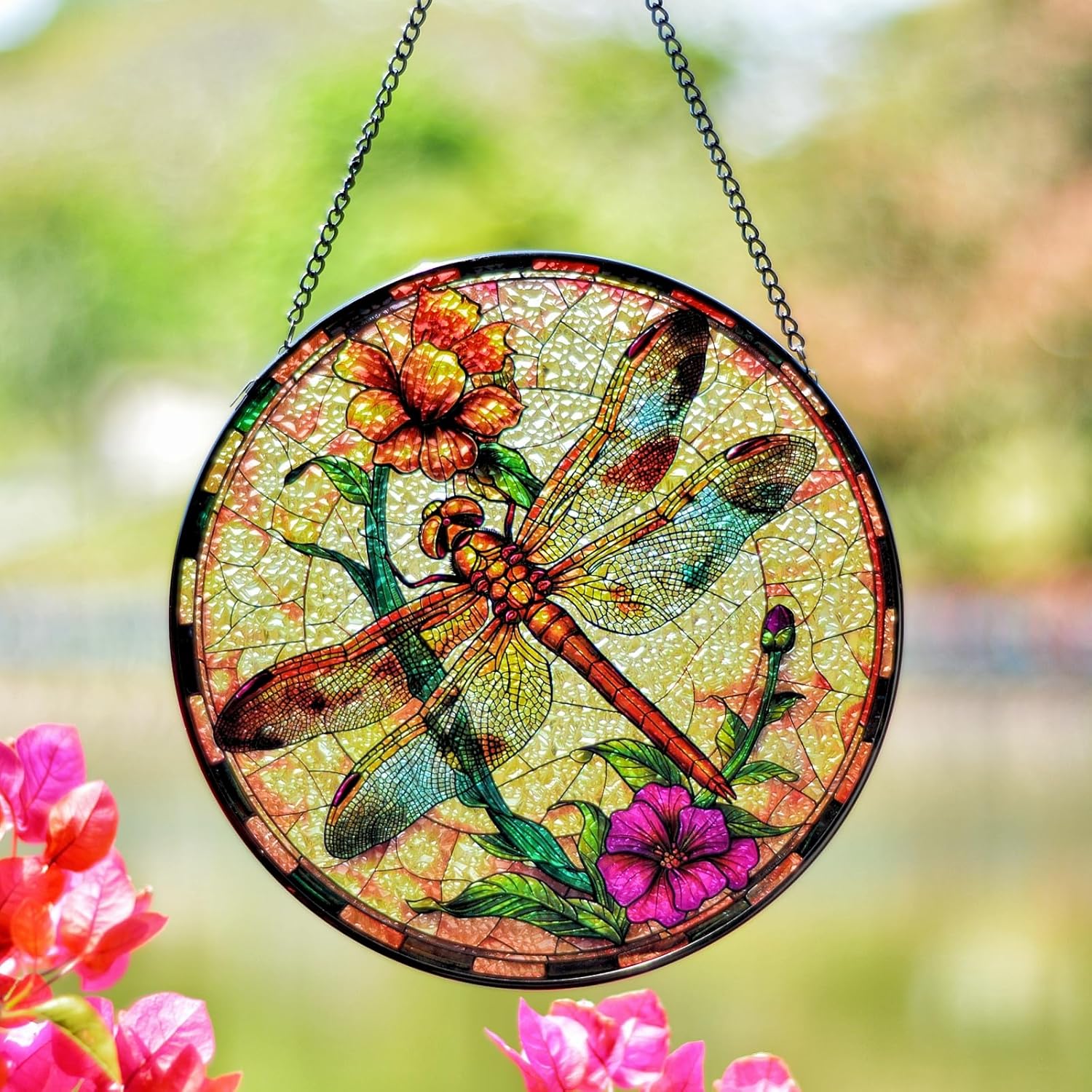 Stained Glass Dragonfly Suncatcher for Windows