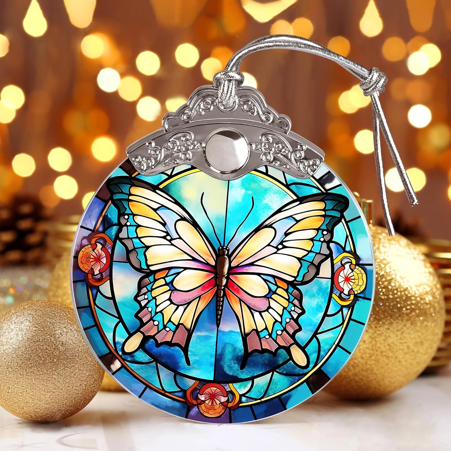 Butterfly Christmas Tree Ornament - 3 Inch Glass Decor