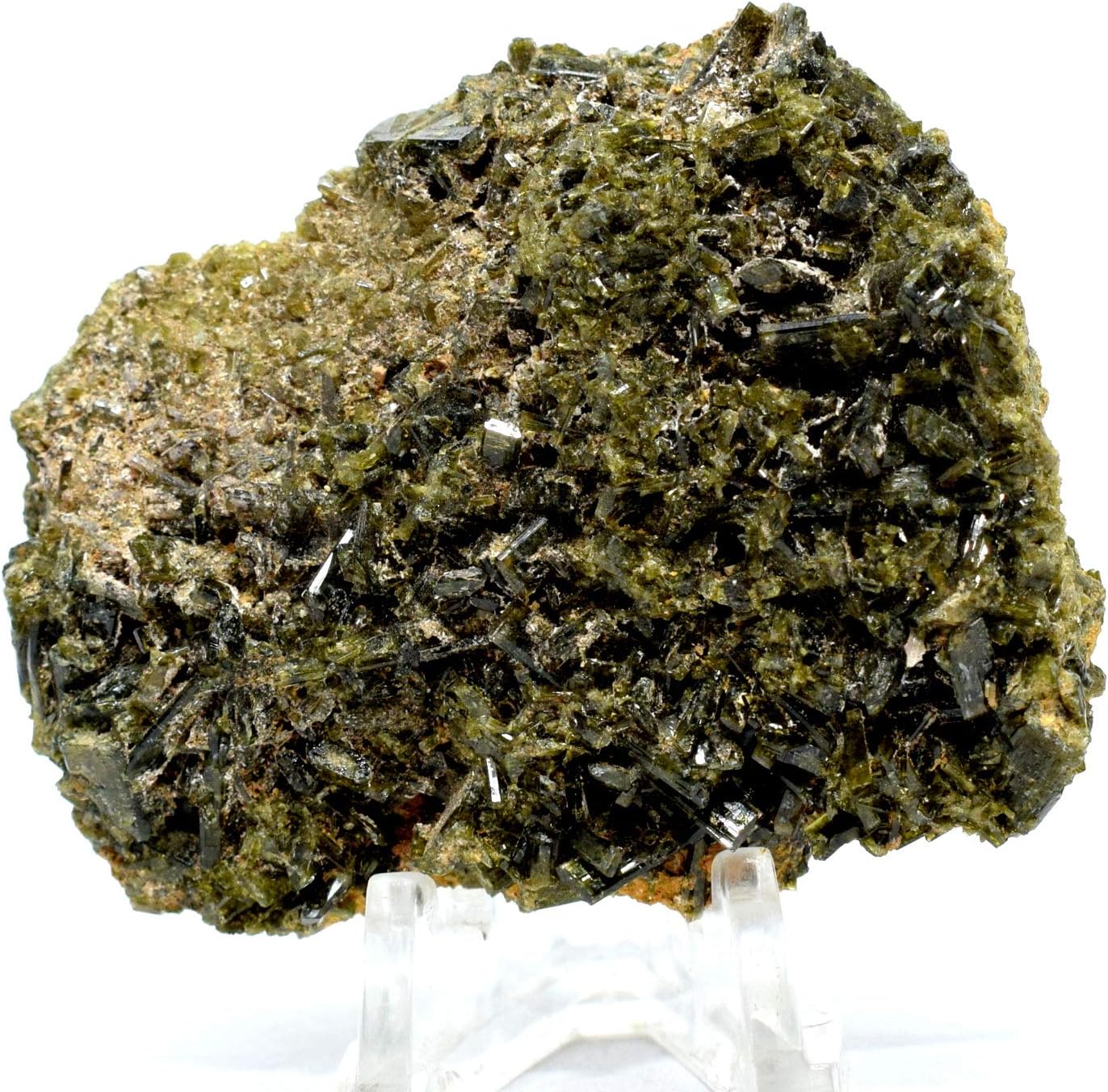 61mm Pistacite Green Epidote Crystal Cluster - Natural Collectible Mineral Specimen from Peru
