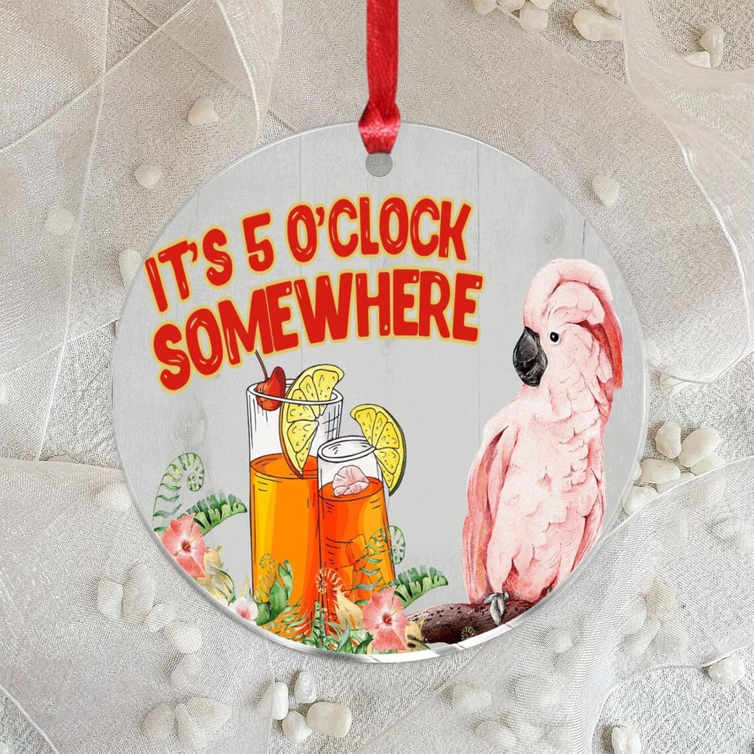 3 Acrylic Christmas Ornaments 2024 Tropical Flamingo Hanging Decor