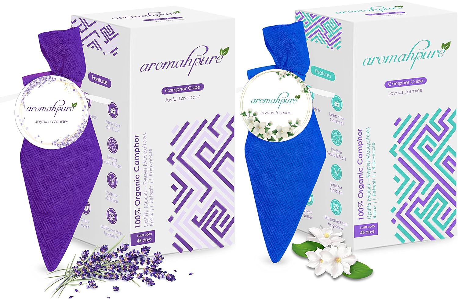 Aromahpure Camphor Cube Set of 2 Joyous Jasmine Joyful Lavender