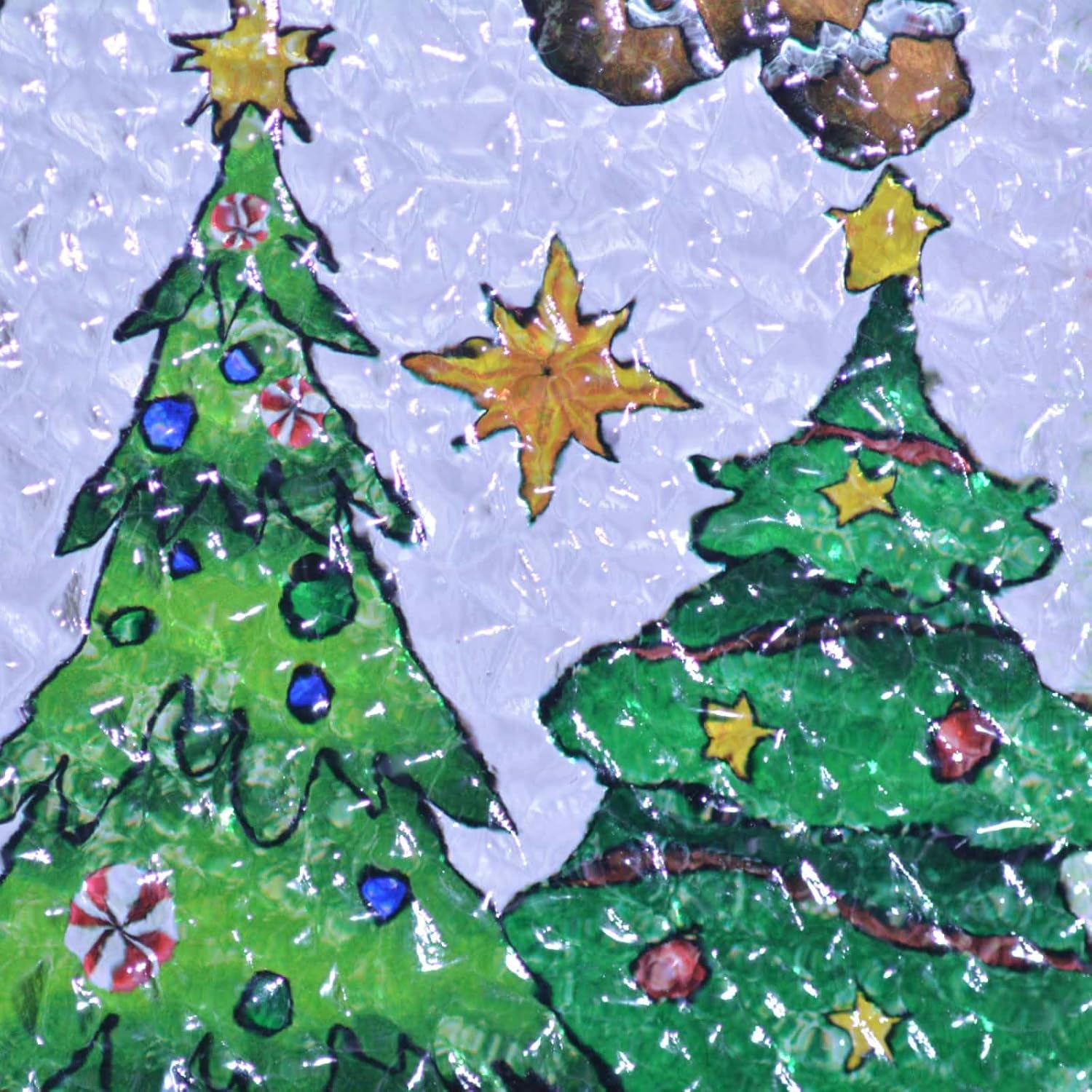 Hand-Painted Christmas Stained Glass Window Hanging Suncatcher