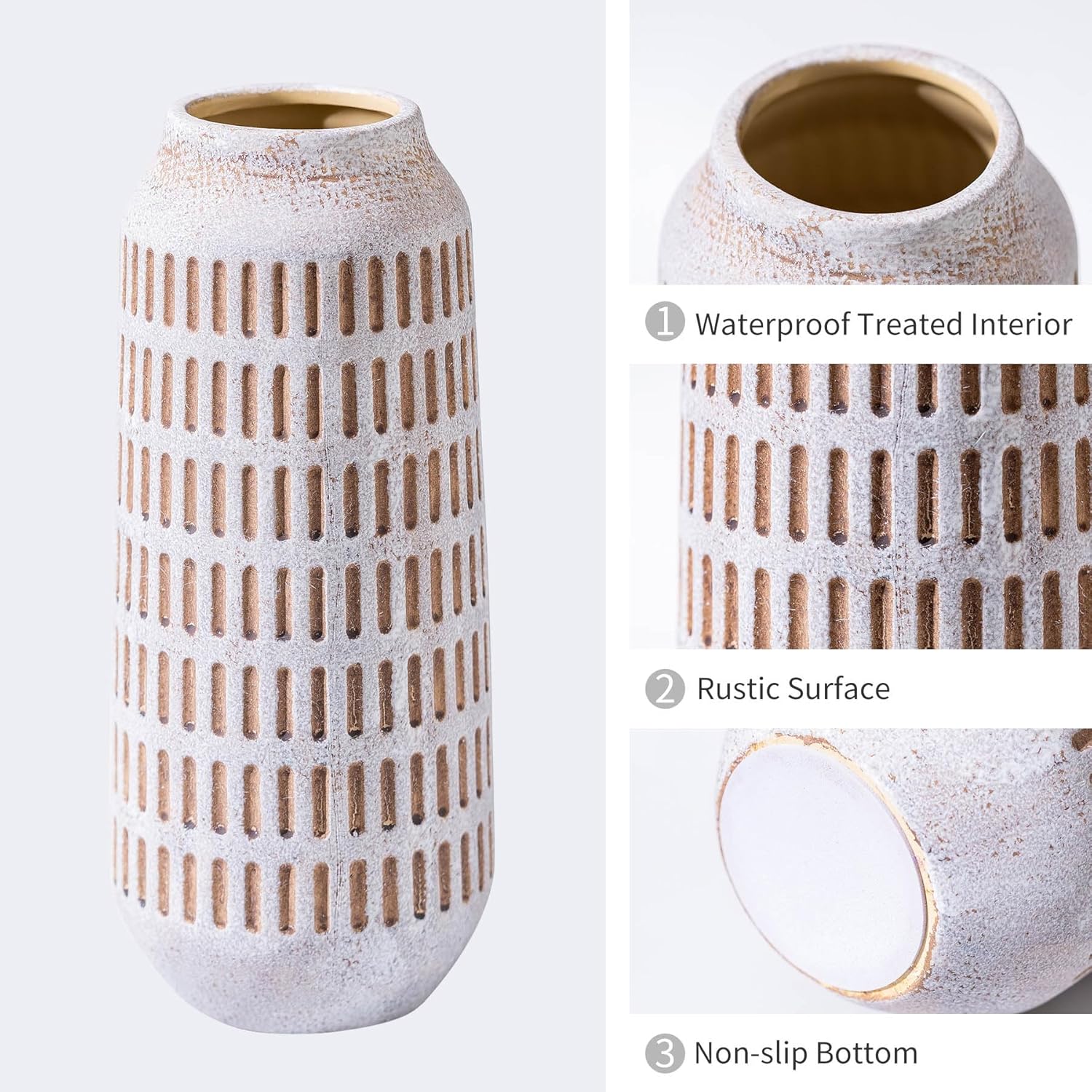 Rustic Ceramic Flower Vase 96 Inch Farmhouse Decor