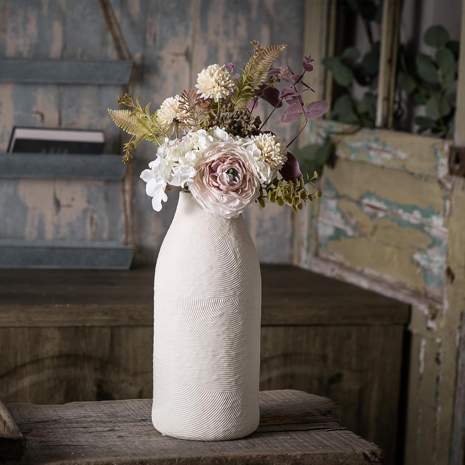 Banllis Large Textured Ceramic Vase for Modern Farmhouse Decor