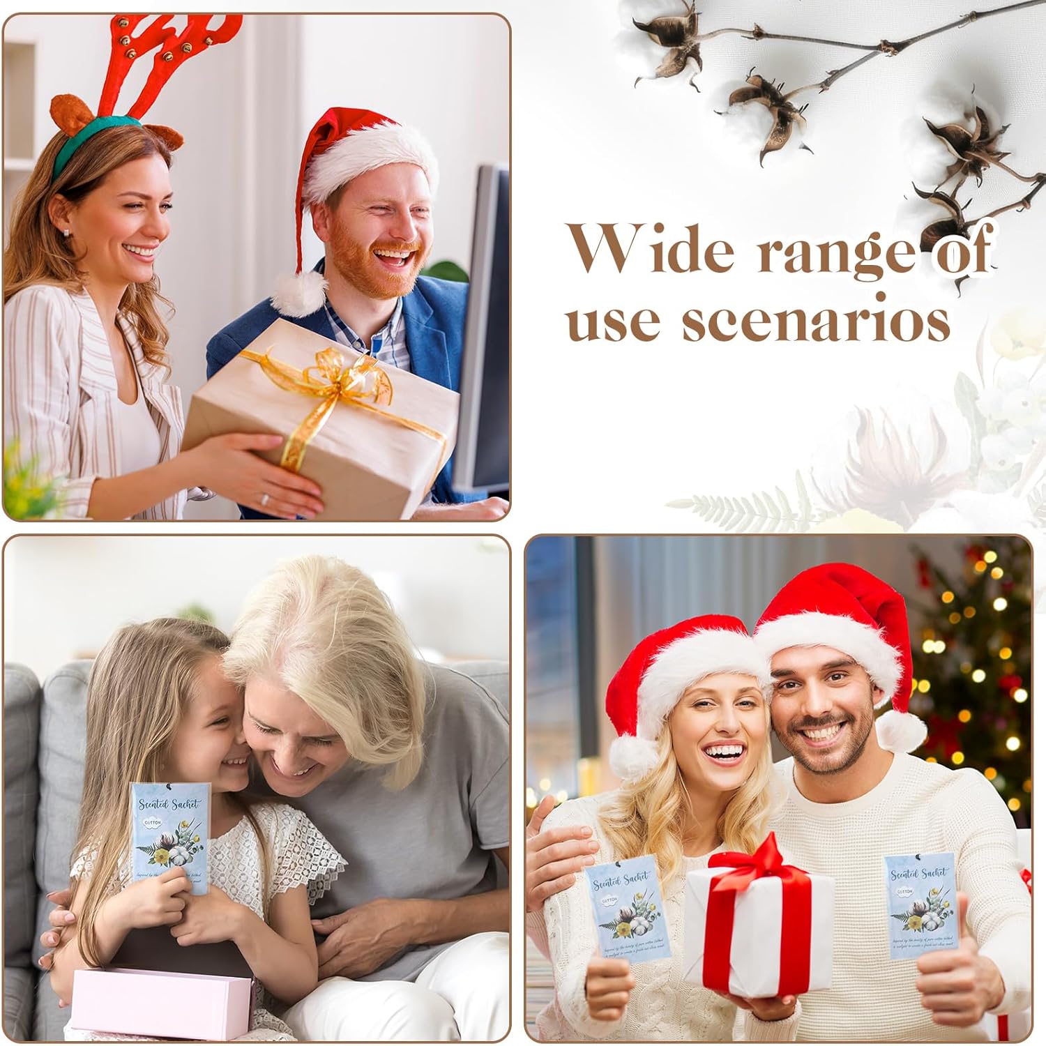 24 Pack Cotton Scented Sachets for Home and Car