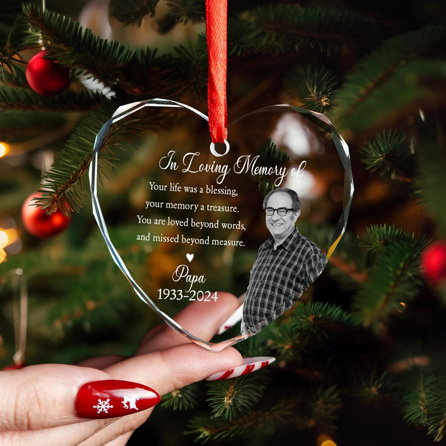 Custom Photo Memorial Ornament for Dad Mom Remembrance