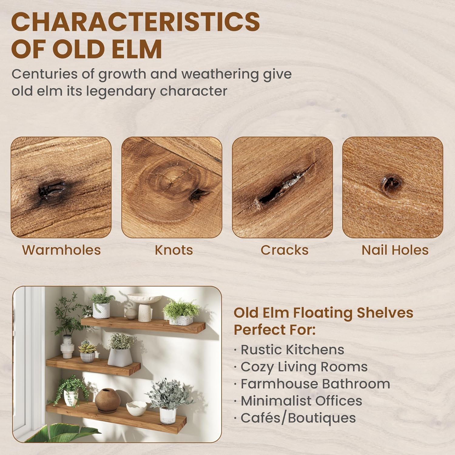 Fun Memories Wood Floating Shelves Wall Mounted Set of 2