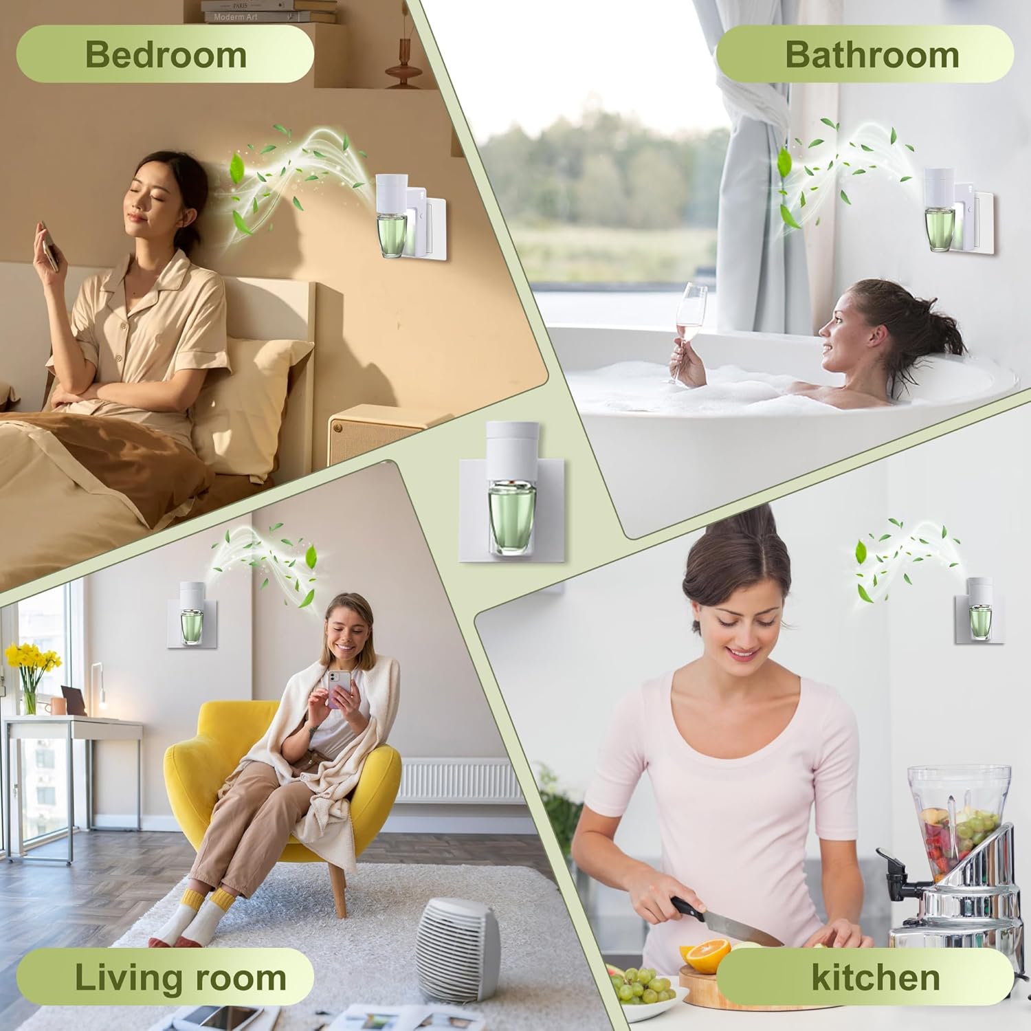 2 PCS Wall Fragrance Plug In with Night Light and Oil Diffuser
