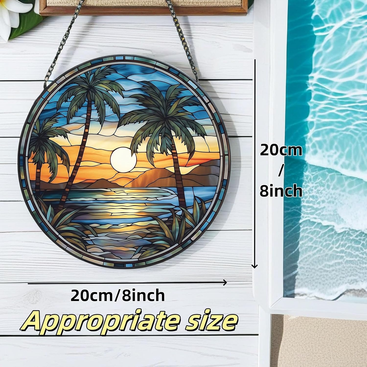 Stained Glass Window Hanging Suncatcher 8 Hand-Painted Decor for Windows with Fade Resistant Design