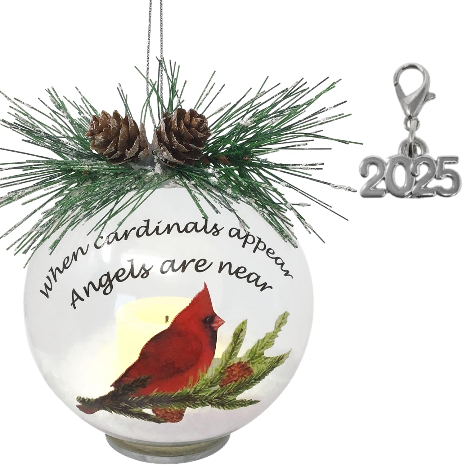 Memorial Lighted Cardinal Christmas Ornament 4D