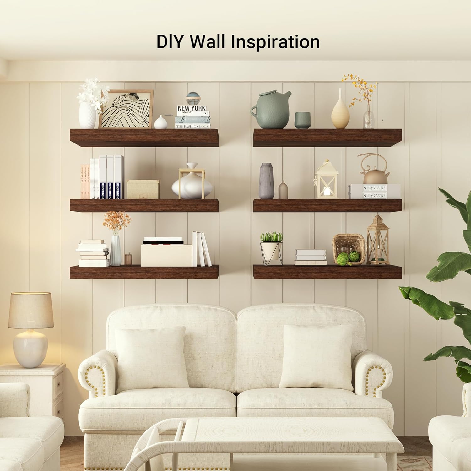 24 x 12 Inch Deep Floating Shelves Wall Mounted with Invisible Brackets