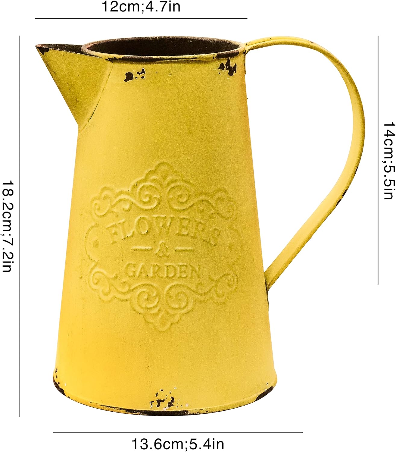MISIXILE Rustic Country Metal Vase 75 Inches Yellow