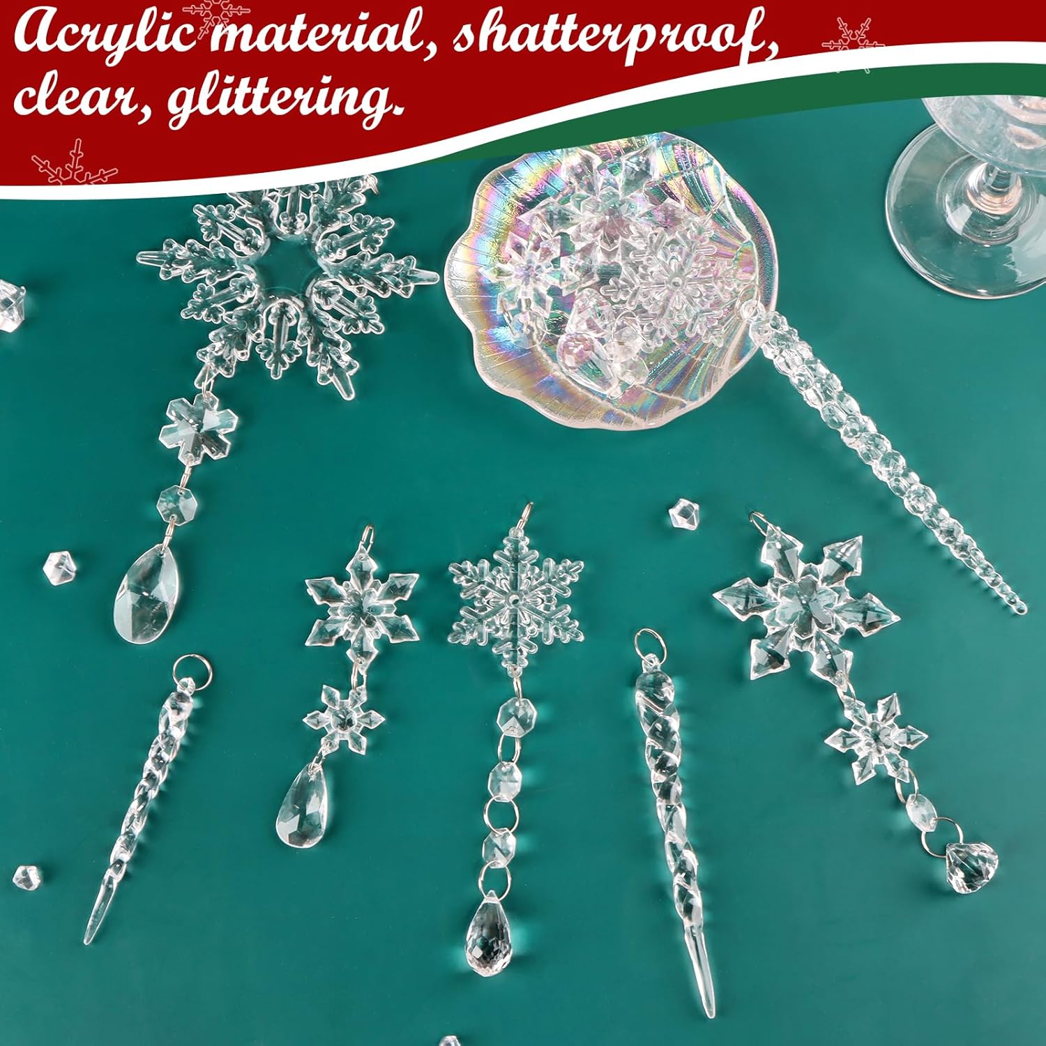 20 Pack Crystal Christmas Ornaments for Tree Decorations