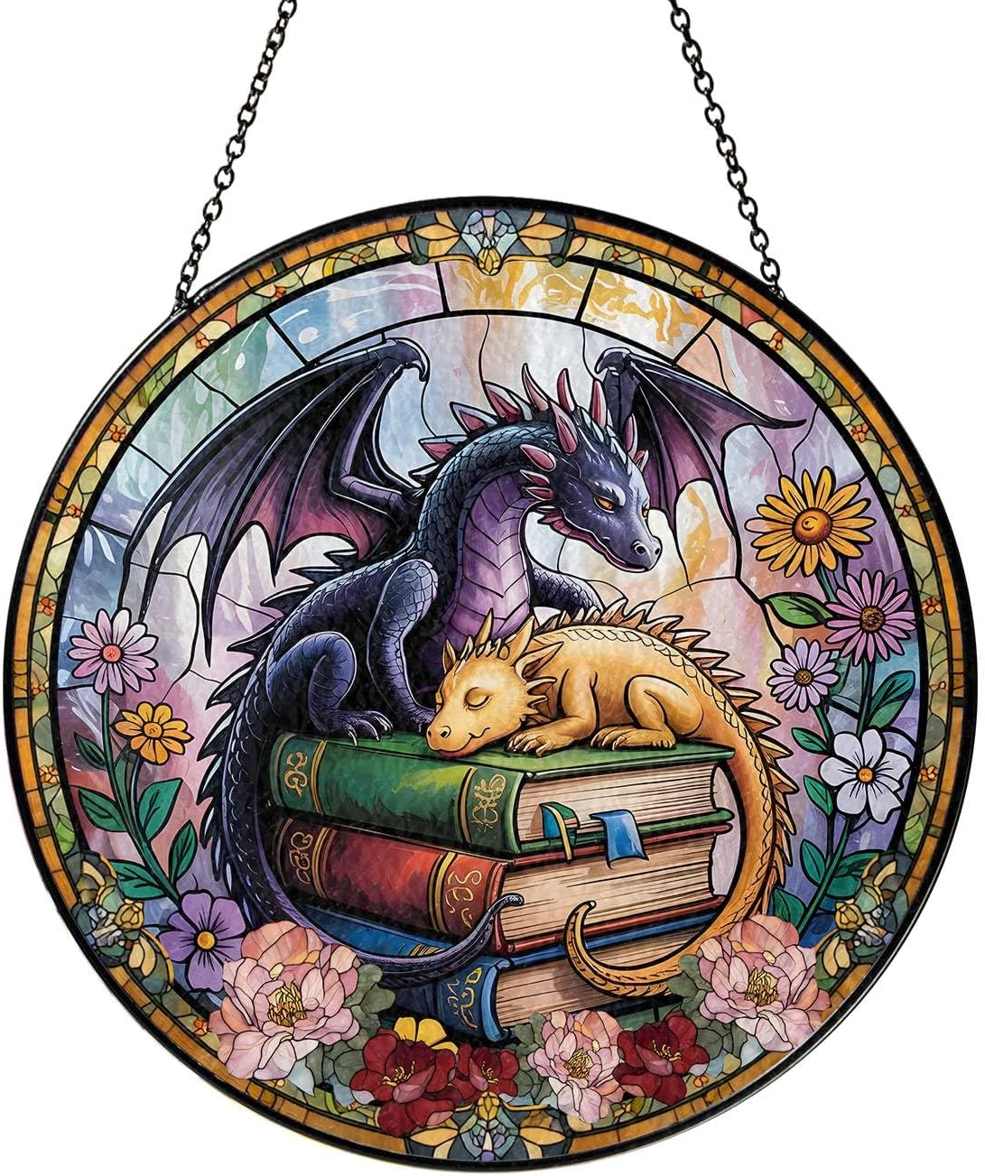 Fantasy Dragon Book Suncatcher - Gothic Decor
