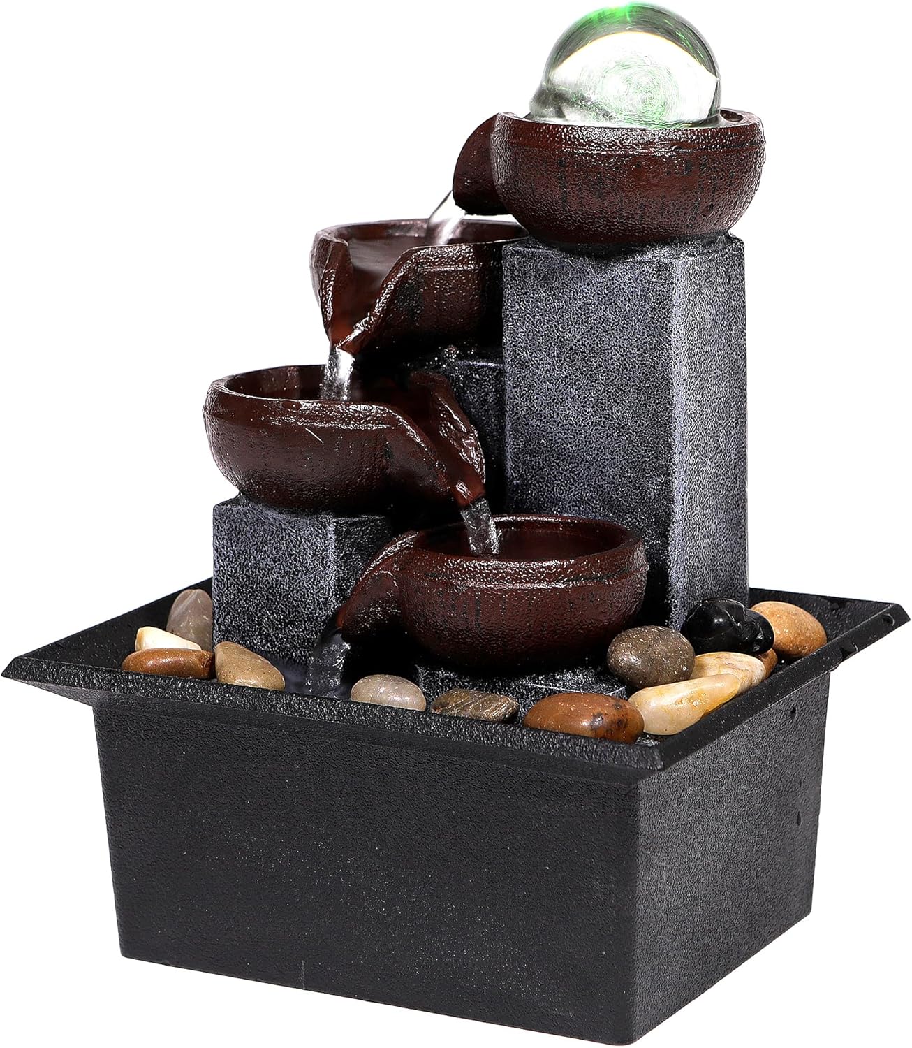 Fathers Den Collection Tabletop Water Fountain with Rainbow LED Lights