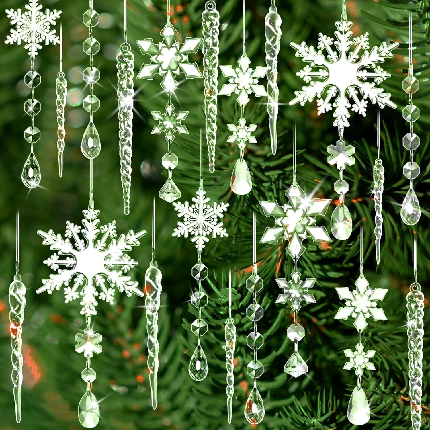 20 Pack Crystal Christmas Ornaments for Tree Decorations