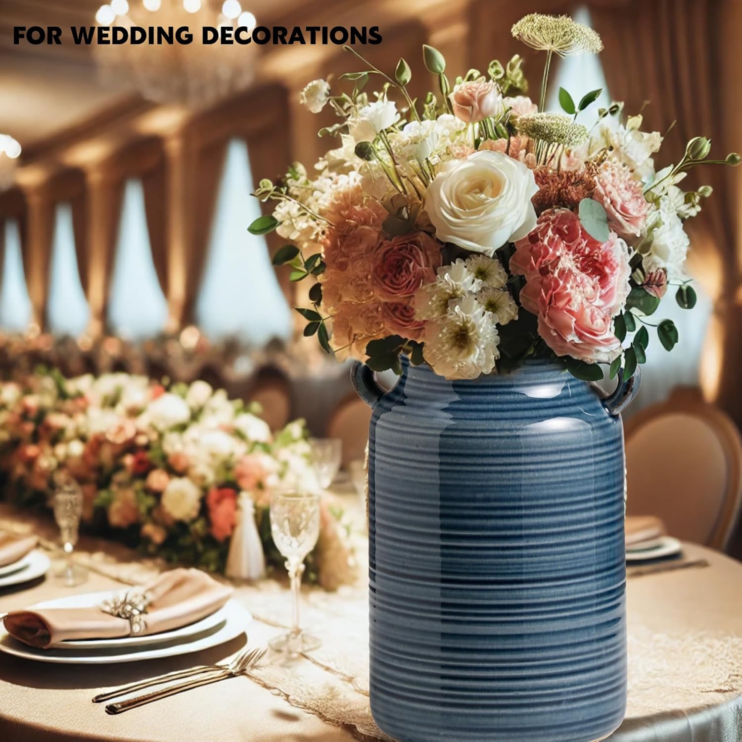 Ceramic Rustic Blue Flower Vase 59x86