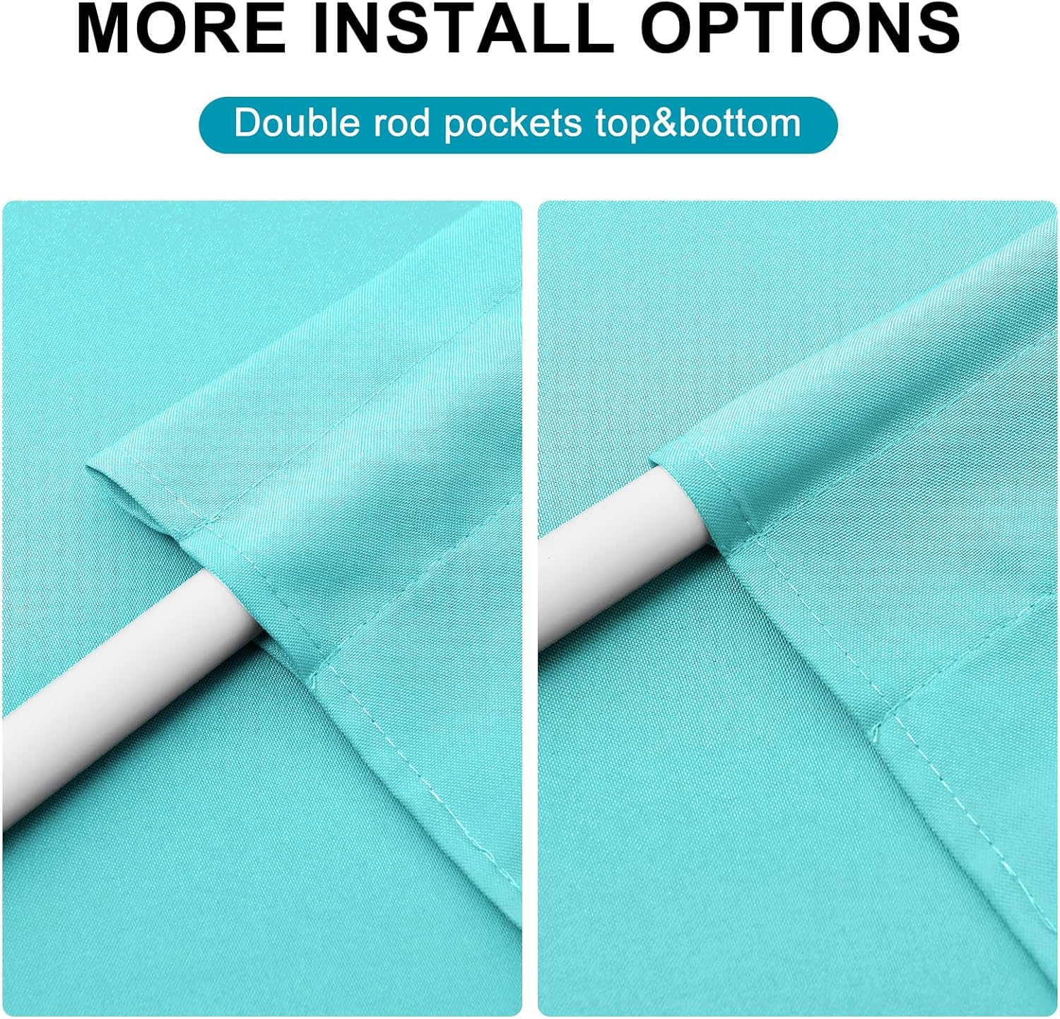 Hiasan French Door Curtains Privacy Rod Pocket Semi Sheer Panel for Door or Window 1 Panel Aqua 52x72 In