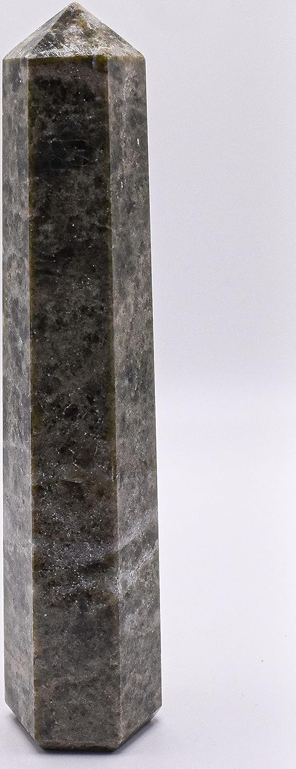 56 Inch Green Vesuvianite Obelisk with Calcite Inclusions