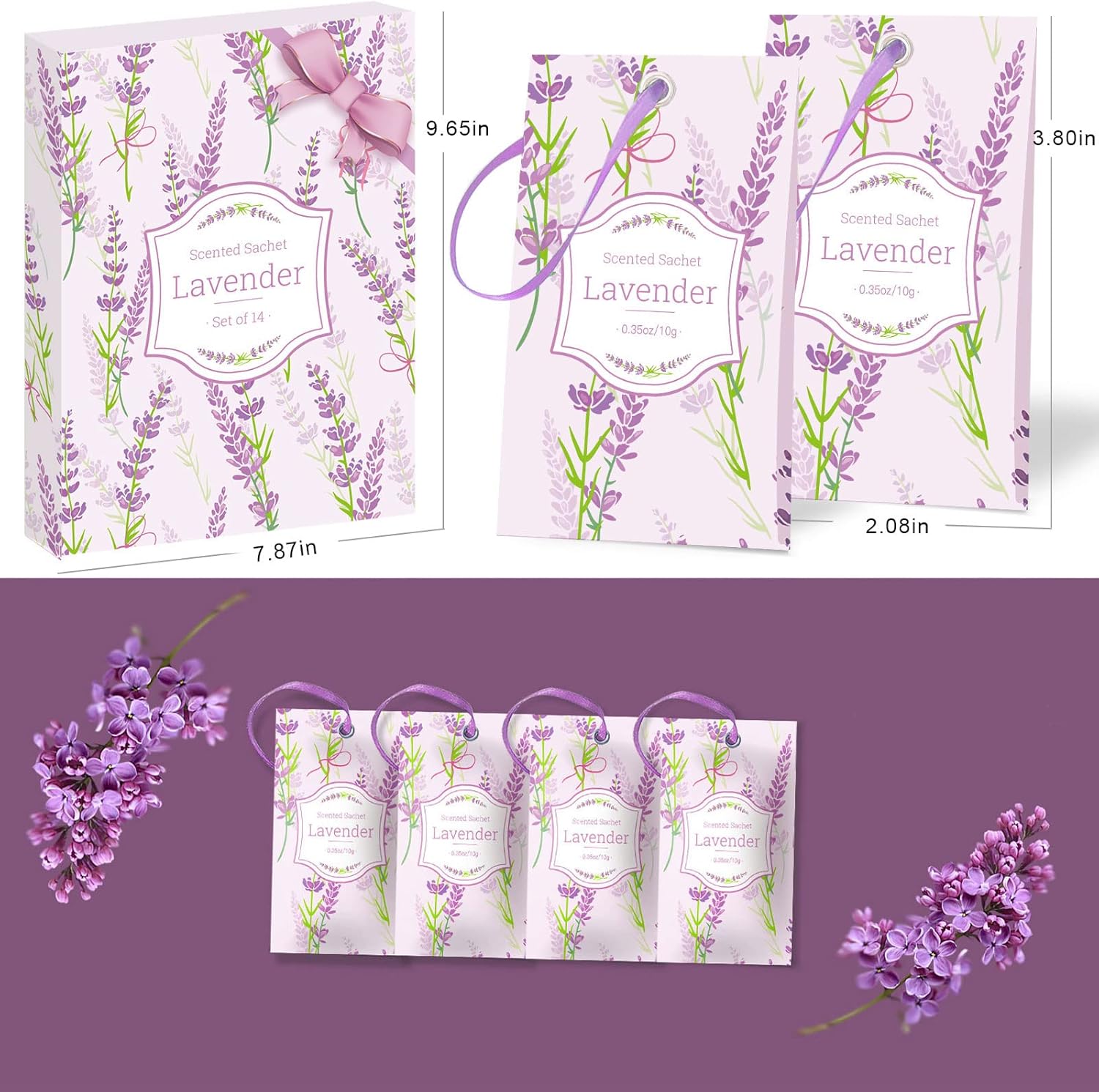 DERDUFT Lavender Sachets 14 Pack Fresh Fragrance