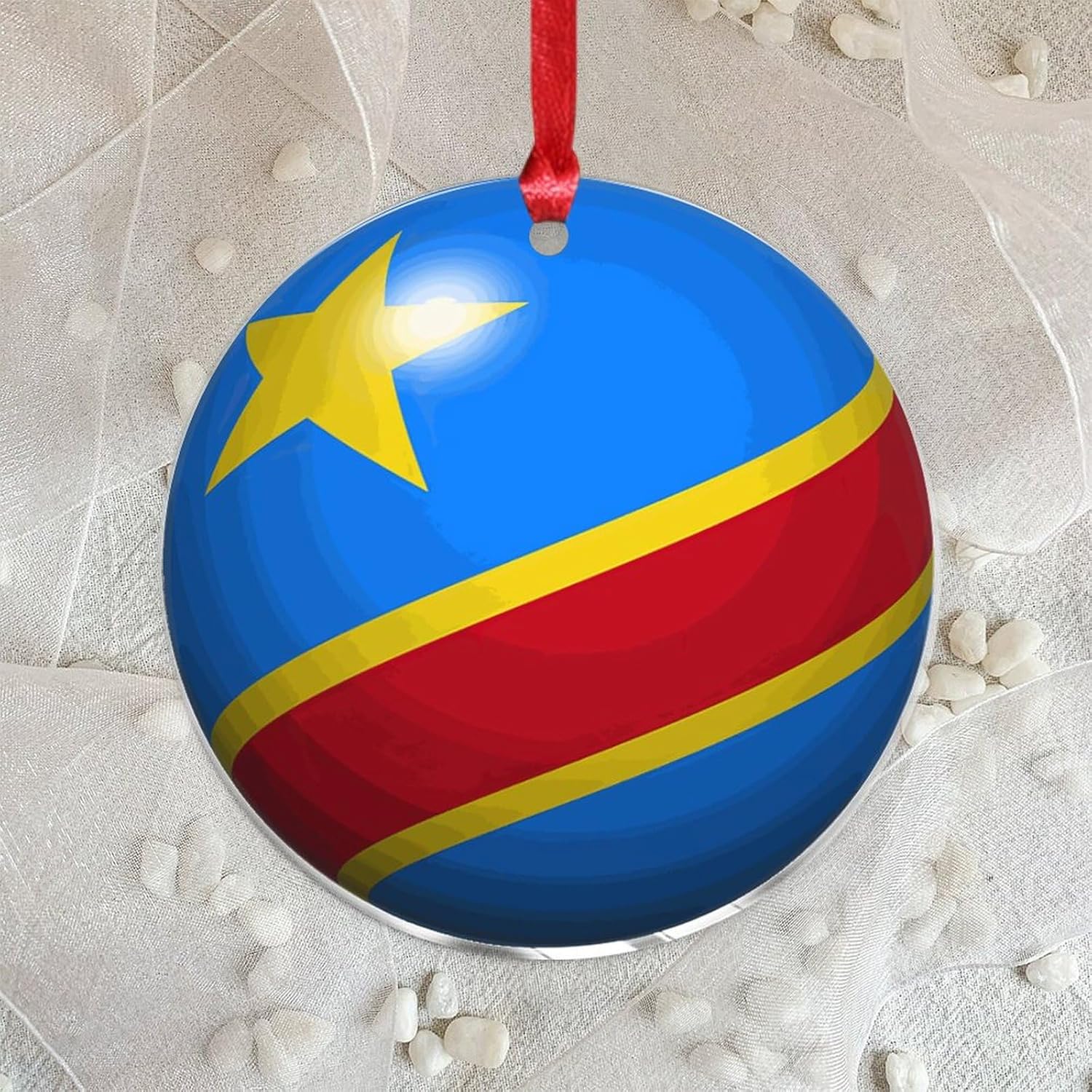 3 Inch Acrylic Christmas Ornaments 2024 Congo Flag Decor Bunting Hanging Baubles