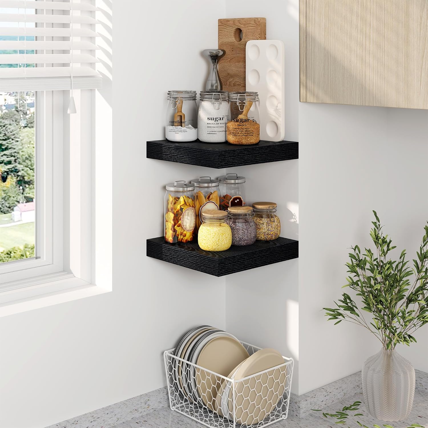 Fun Memories Black Floating Shelves 8 Inch Deep Set of 2