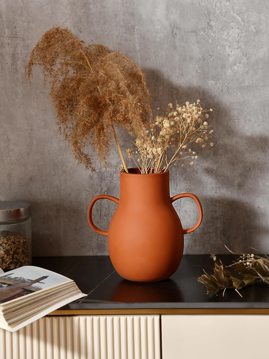 Terracotta Vases Set of 2 8 Inch Decorative Vases