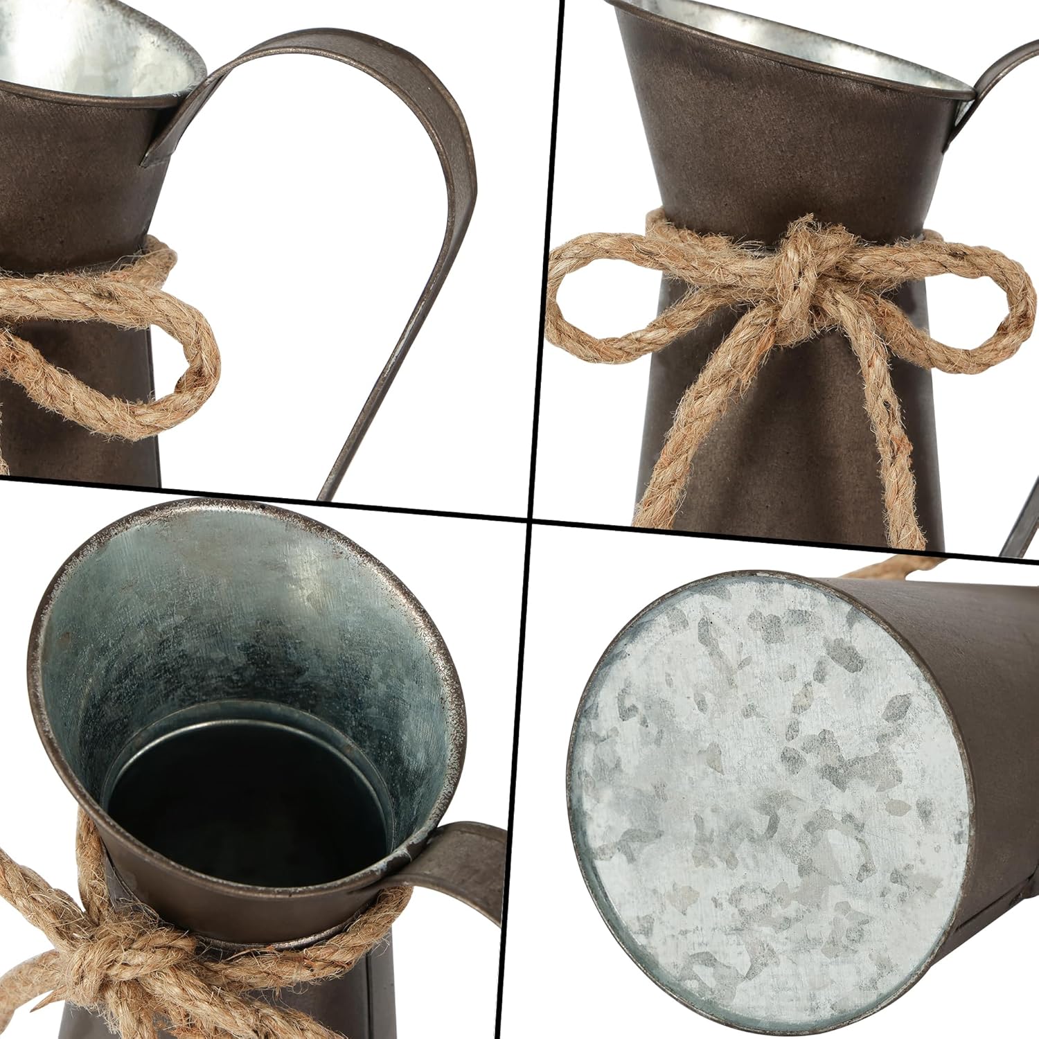 2 Pack Vintage Metal Milk Jug Vase Decor